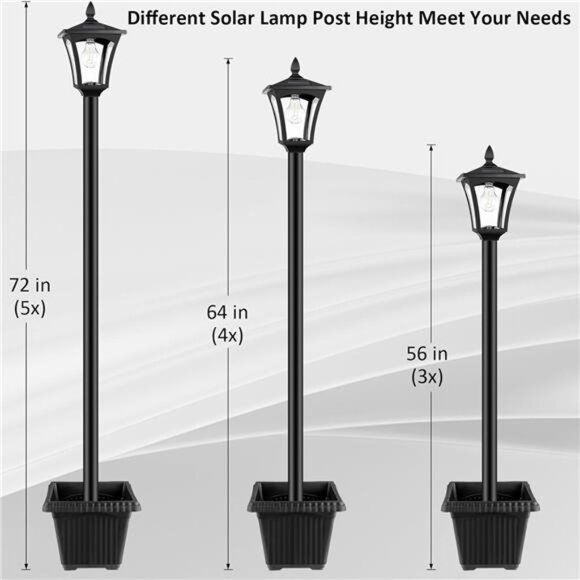 72" Solar Outdoor Light Solar Post Lamp Ligts Garden Lights - Picture 6 of 8